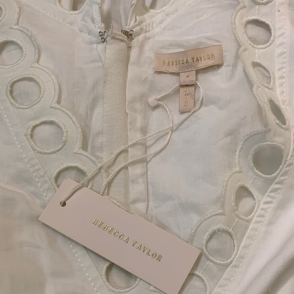 New Rebecca Taylor Ariana Eyelet Embroidered Wrap Dress White Size 4 - Picture 6 of 9